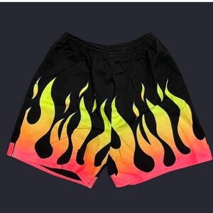 Vibrant Flame Pattern Men's Athletic Shorts